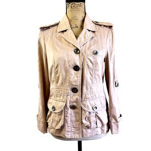 Marc Jacobs Women's Blush Pink Cotton Light Jacket Sz 10 Rolled Up Sleeves